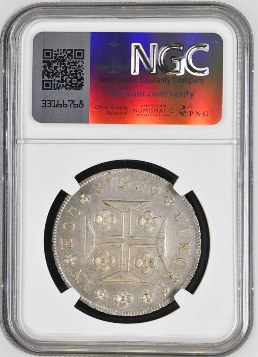 1836 Portugal D. Maria II - Cruzado Novo 480 ( 400 ) Reis prata NGC