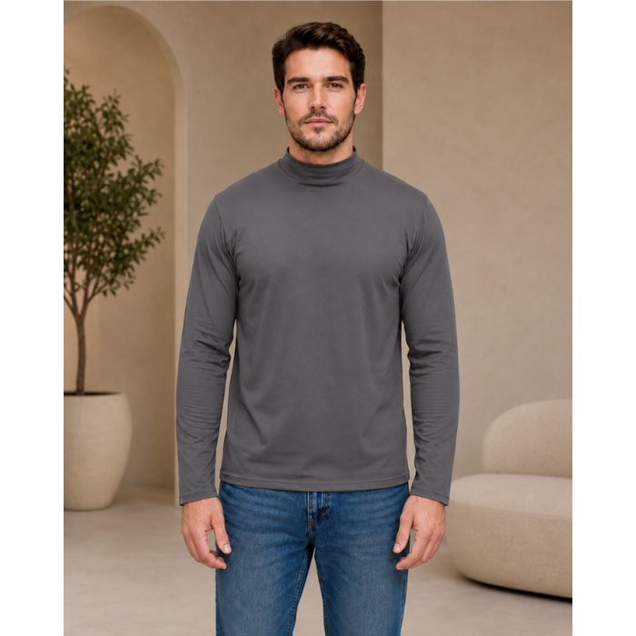 Męski golf bawełniany z długim rękawem ciemnoszary 3XL
