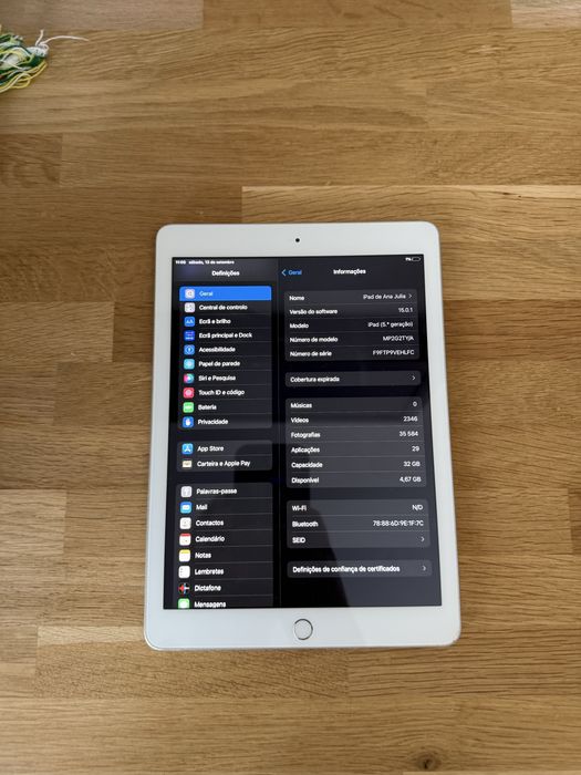 Tablet Apple 5a geraçao em pleno funcionamento