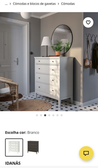 Cómoda Idanäs c/ 4 gavetas branco 104x118 cm