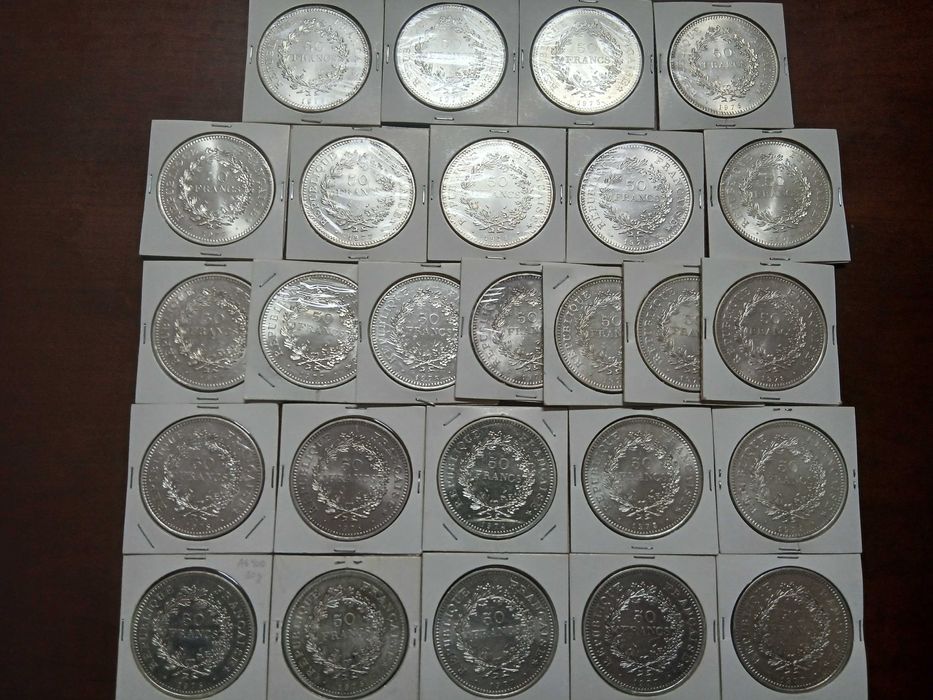 20 Moedas 50 Francos Hercules Prata 900%