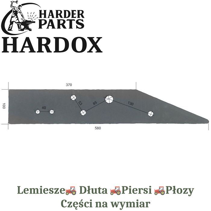 Płoza krótka Overum HARDOX 92229/L części do pługa 2Xlepsze niż Borowe