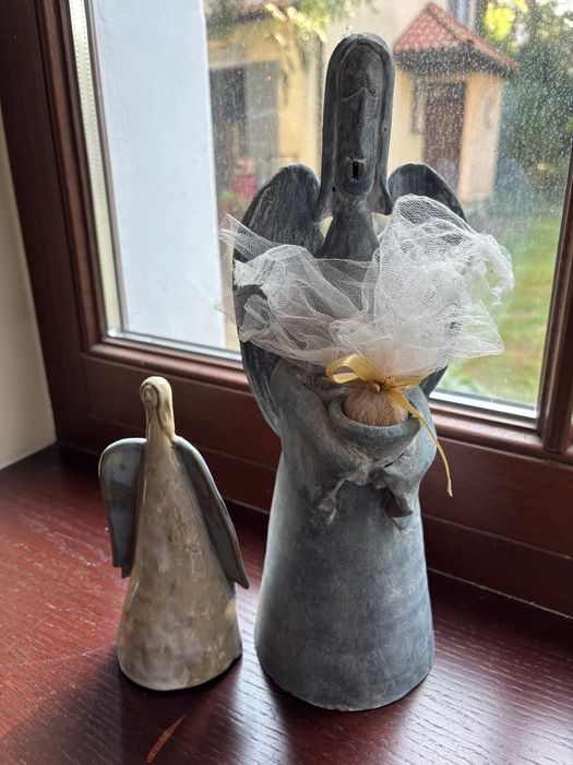 Anioły ceramiczne blekitne 2 sztuki