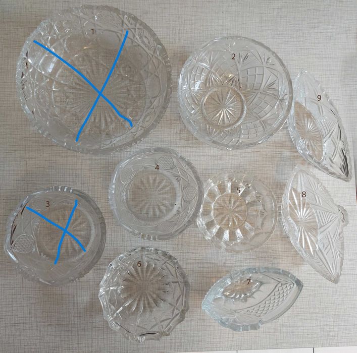 Хрустальные розетки , конфетницы, селёдницы