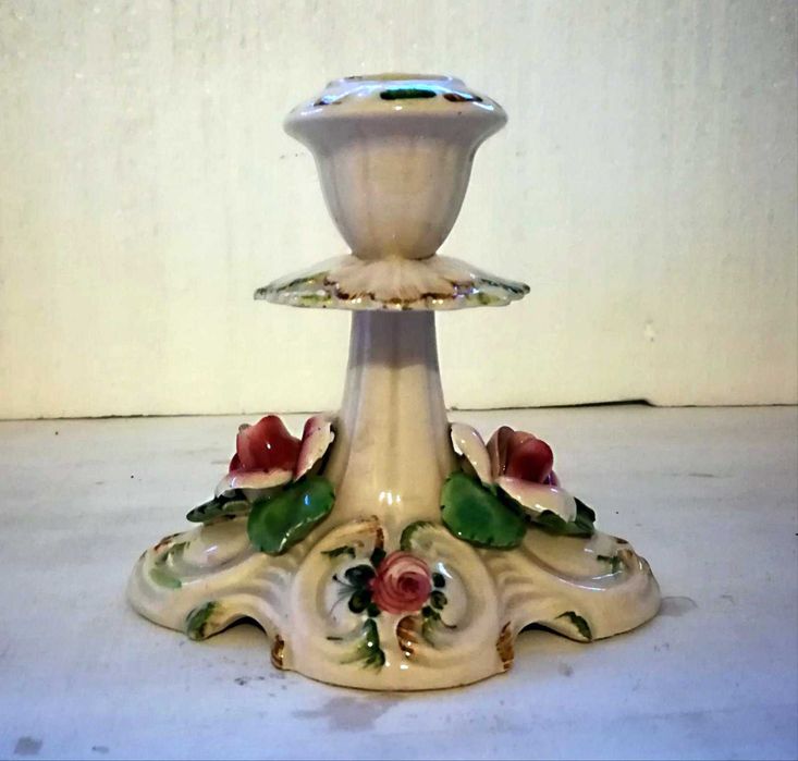 Старинный фарфоровый подсвечник, фарфор клеймо 1 шт Италия