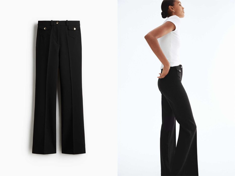 Spodnie 40 nowa kolekcja czarne rozszerzane wiskoza PROMOCJA