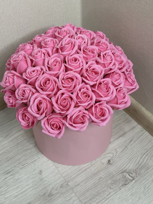 Мильний букет 51 рожева троянда, подарунок на 14 лютого