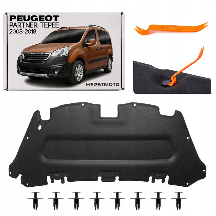 peugeot partner ii tepee 2008-2018 wygłuszenie maski + spinki 1679980480