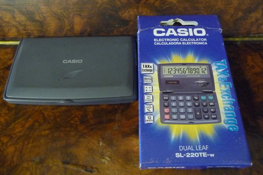 Калькулятор -Electronic Calculator =CASIO mod.SL-220TE= (Tax&Exchange)