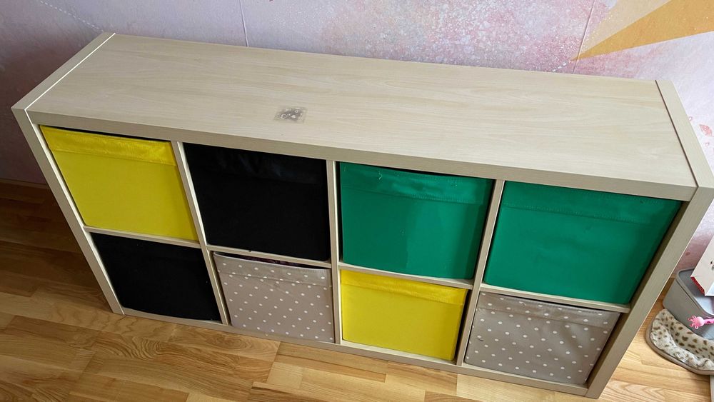 Regał IKEA Kallax, kolor dąb bejcowany na biało, pudełka DRÖNA gratis!