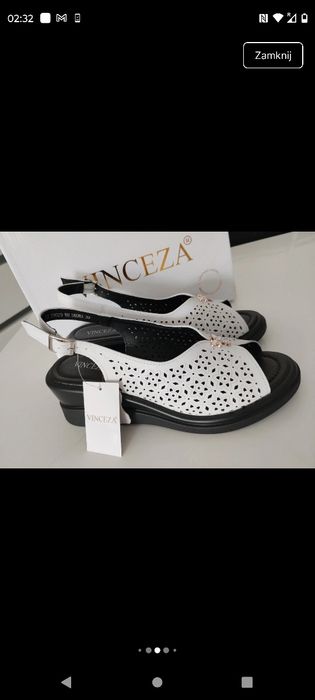 Skórzane sandały z ozdobną -Vinceza