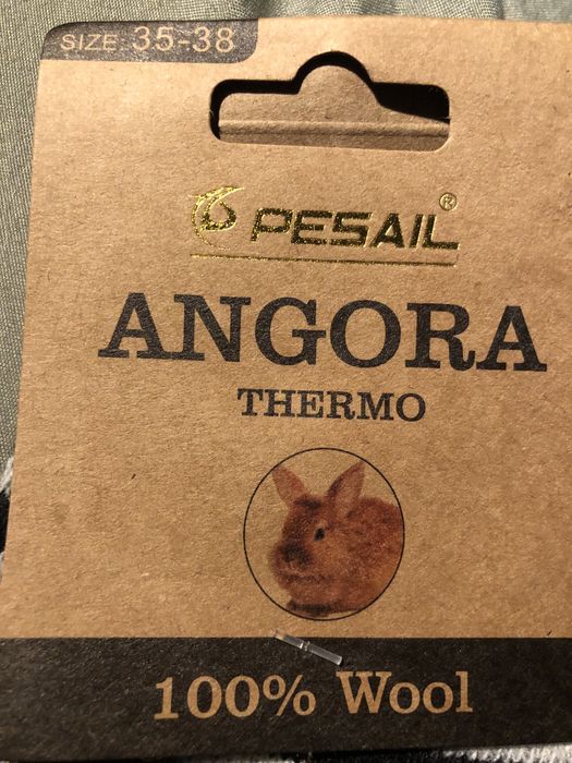 Pesail cieplutkie czarne skarpety skarpetki Angora z łabędziami 35-38