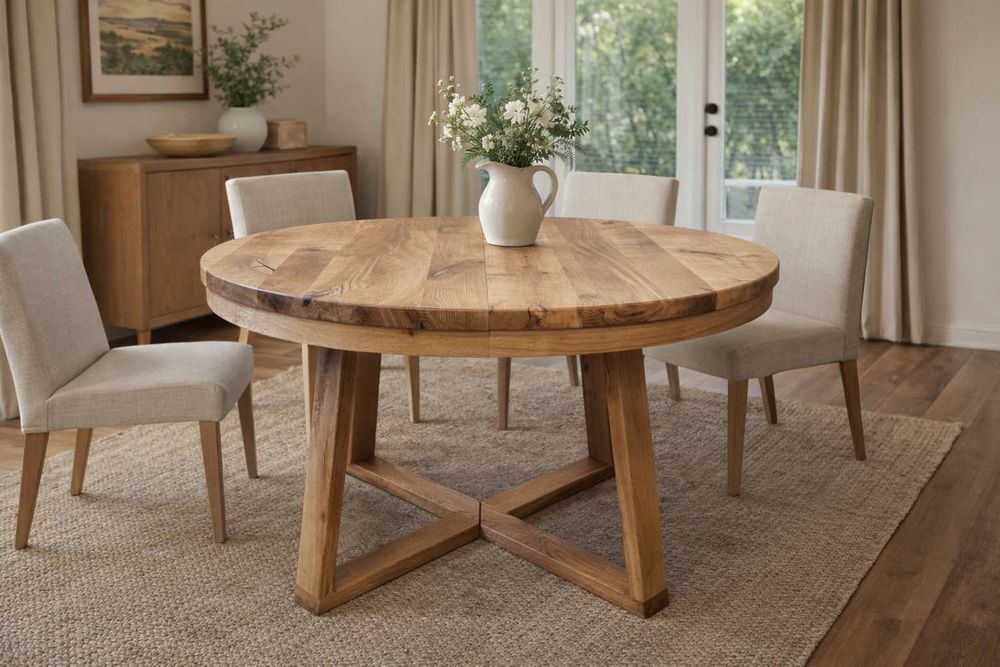 Stół Dębowy Okrągły LOFT - 100% Lite Drewno Różne Wymiary Rozkładany