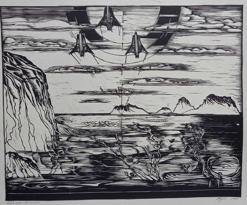 Ryszard Stryjec, linoryt "Topielica", 1968