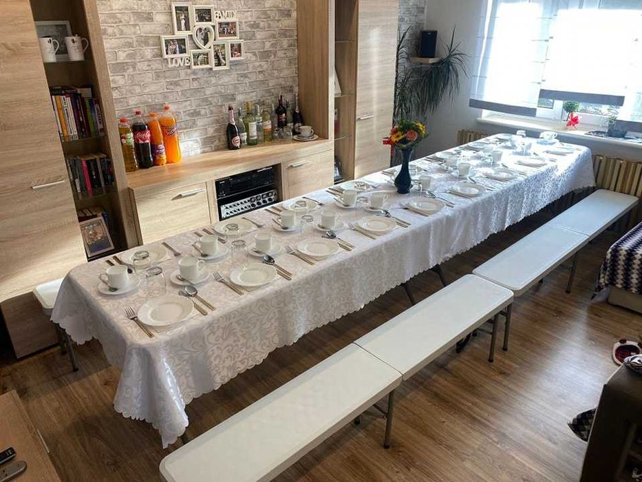 Wynajem stołów krzeseł namiotów zastawy na imprezę, biesiada, komunia