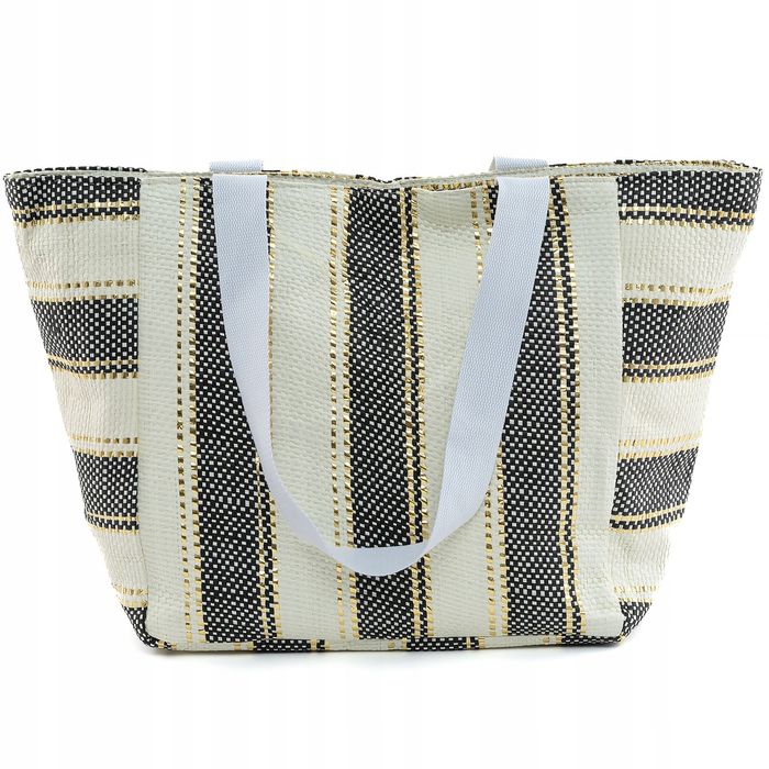 Torba Plażowa Shoper Bag Torebka Na Plażę w paski lekki materiał