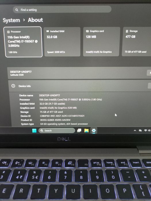Dell latitude i7 1185g7 32gb ram ddr4