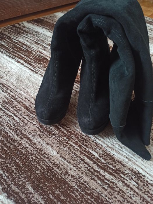 Сапожки-ботфорди зима замш