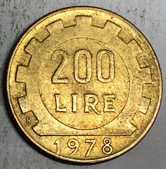 MOEDA ITÁLIA, 200 LIRAS 1978