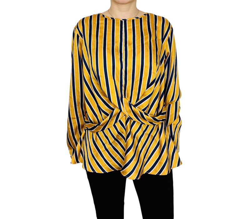 Żółto‑granatowa bluzka z węzłem 3XL 46