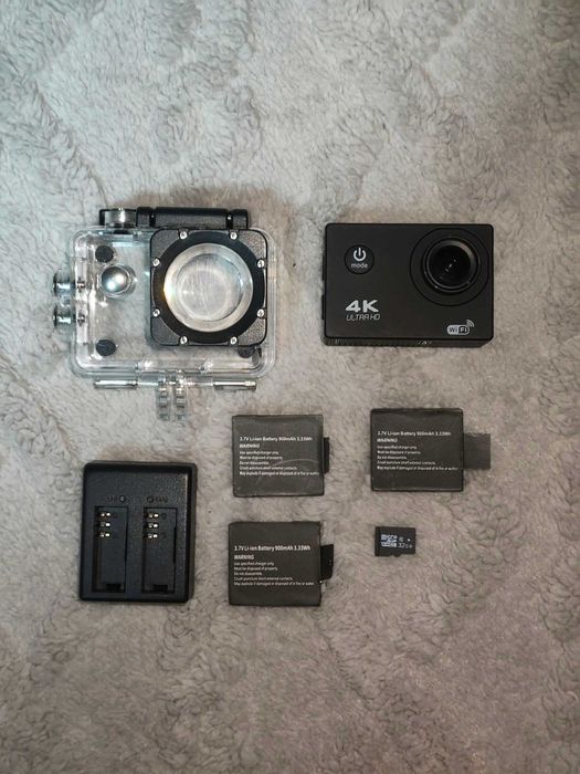 Kamera Sportowa 4K Ultra HD WiFi + Obudowa Wodoodporna + 3 Baterie + Karta 32GB
