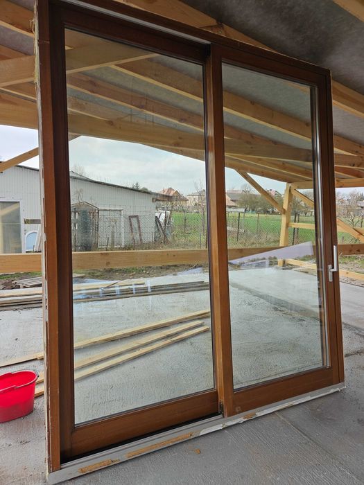 DRZWI/OKNO Tarasowe Przesuwne HST Drewniane Mahoniowe HS 250x290cm