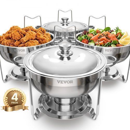 Podgrzewacz do potraw vevor chafing dish buffet 4 pojemniki 4.7l stal