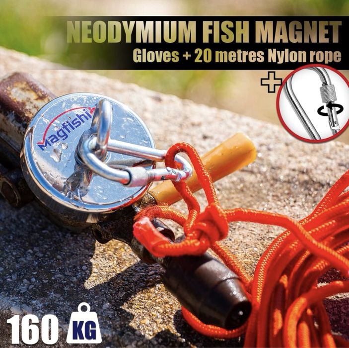 Pesca Magnética Iman Neodyum 160Kg c/ Corda  (NOVO)