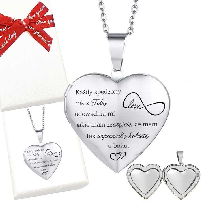 Naszyjnik Otwierane Serce z Dedykacją dla Ukochanej ZS1228