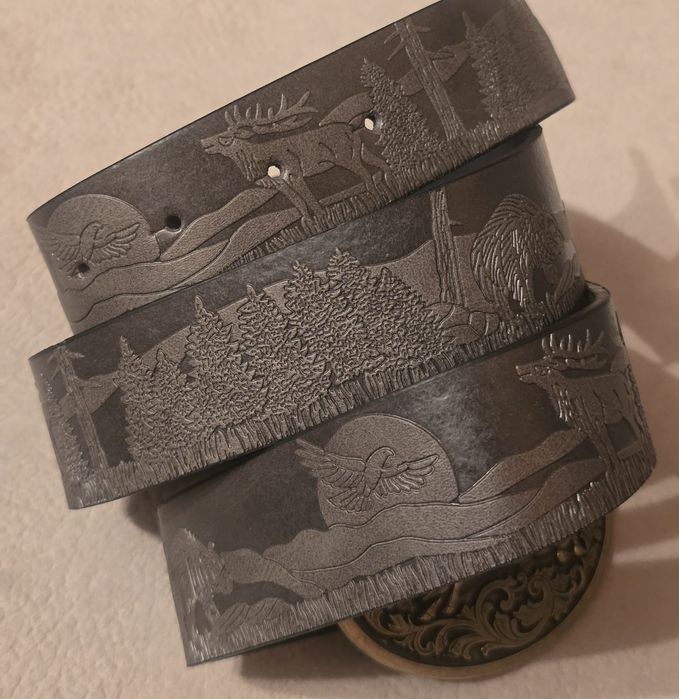 Skórzany pasek myśliwski DZIK ODYNIEC Polowanie. Nowy. 120cm.