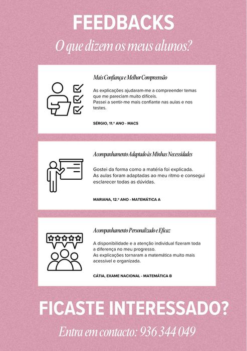 Explicações de Matemática | 1.º ao 12.º Ano | Online e ao Domicílio