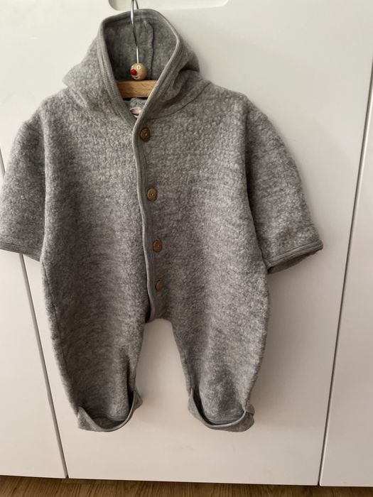 Kombinezon engel natur z welny merino 62/68 szary melanż