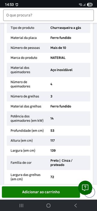 Barbeque grill a gás grelhador
