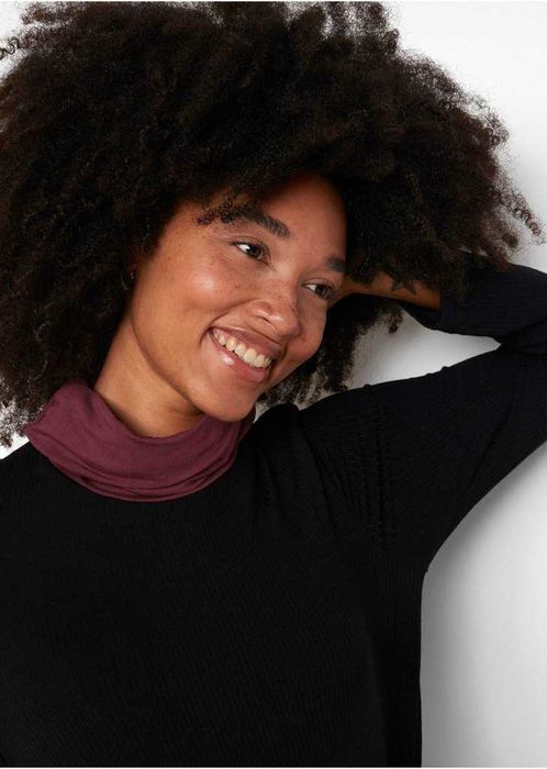 Dwuwarstwowa luźna tunika, czarno-bordowa 44/46