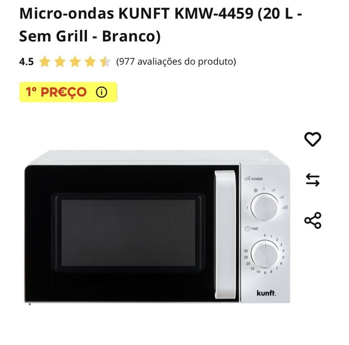 Micro-ondas KUNFT KMW-4459 (20 L - Sem Grill - Branco)