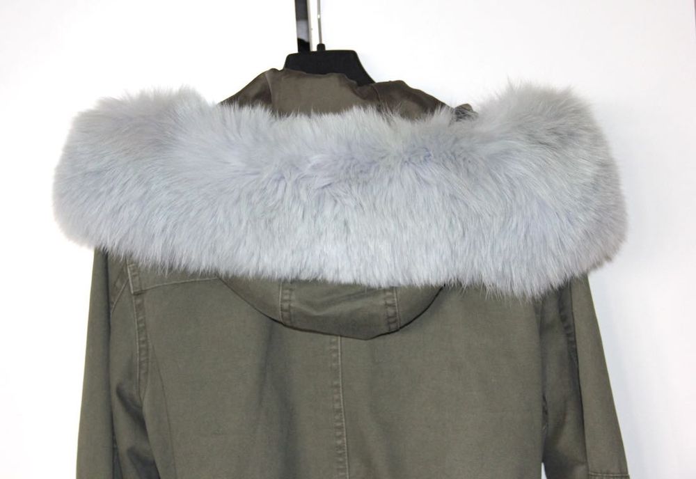 karibu kurtka płaszcz parka khaki futro królik niebieska s 36