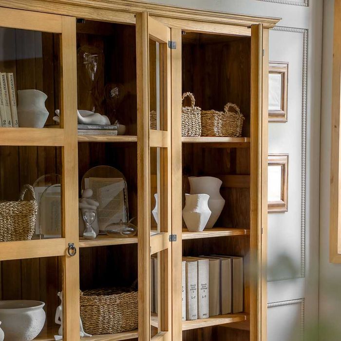 Duża trzydrzwiowa witryna przeszklona do jadalni, retro, rustykalna