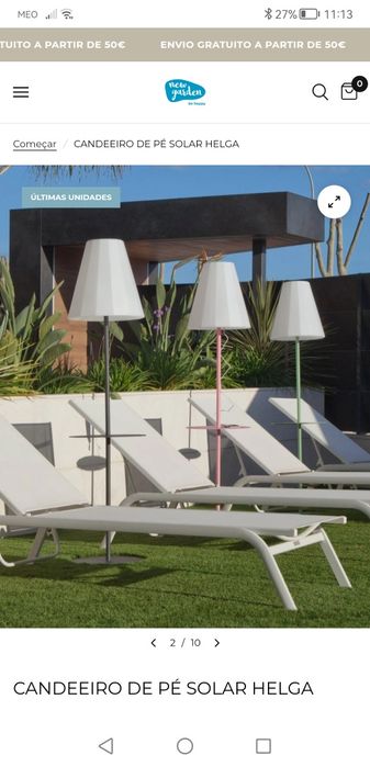 Candeeiro solar com luz e entrada USB NOVO