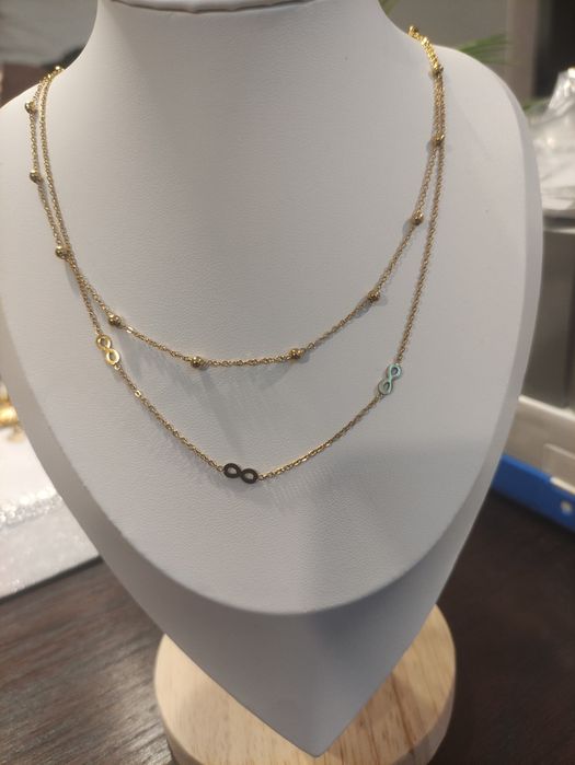 Noway podwójny naszyjnik celebrytka stal szlachetna