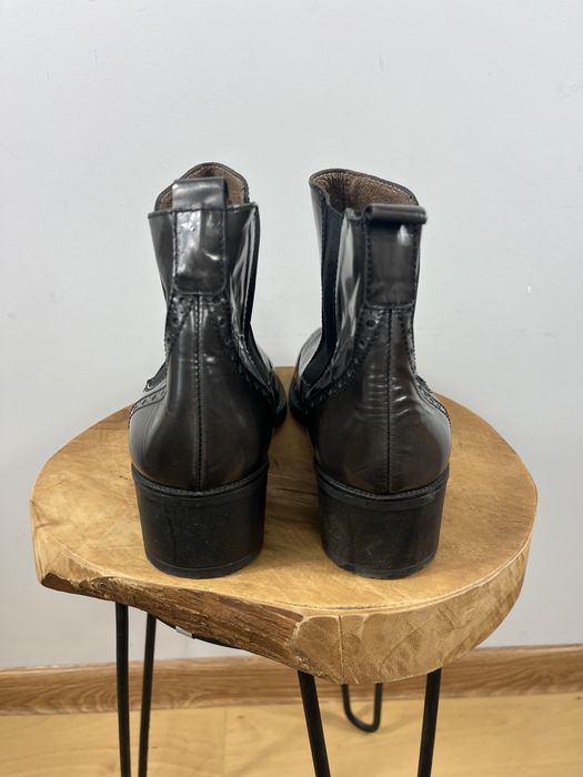 Czekoladowe brazowe skórzane buty sztyblety Wonders rozmiar 40