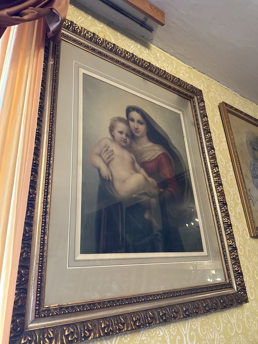 Ogromny obraz- Madonna Sykstyńska- drewniana zlota rama