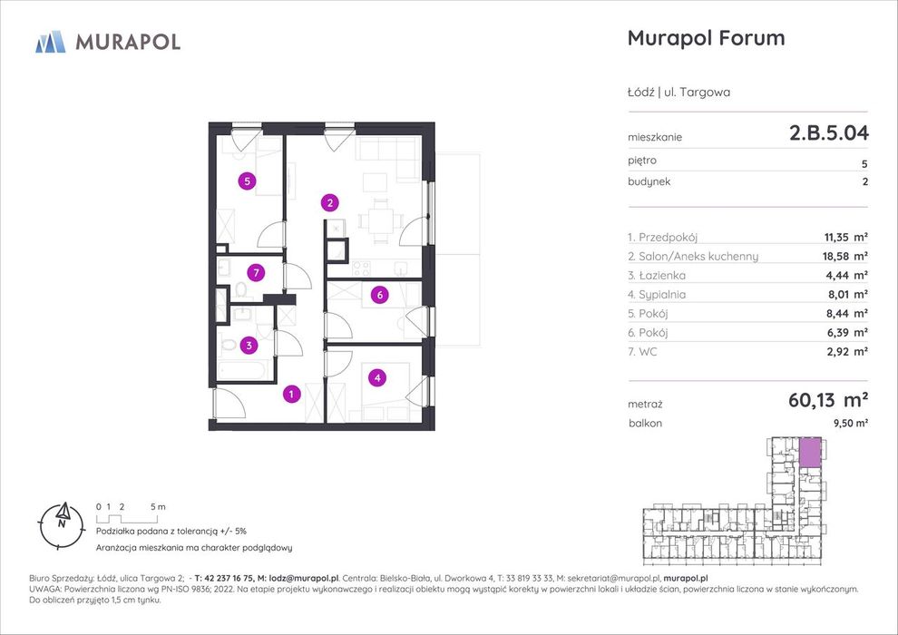 4-pokojowe mieszkanie 60m2 + balkon