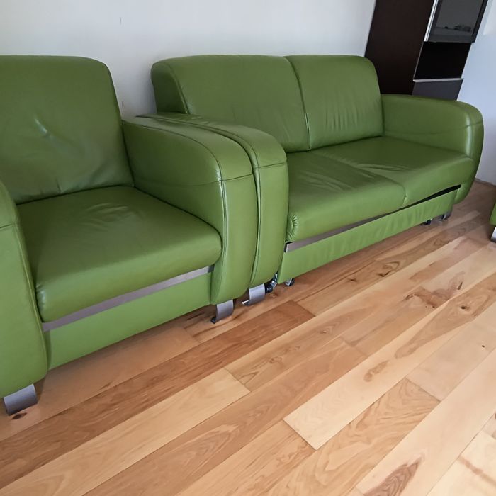 Sofa plus dwa fotele skórzane transport