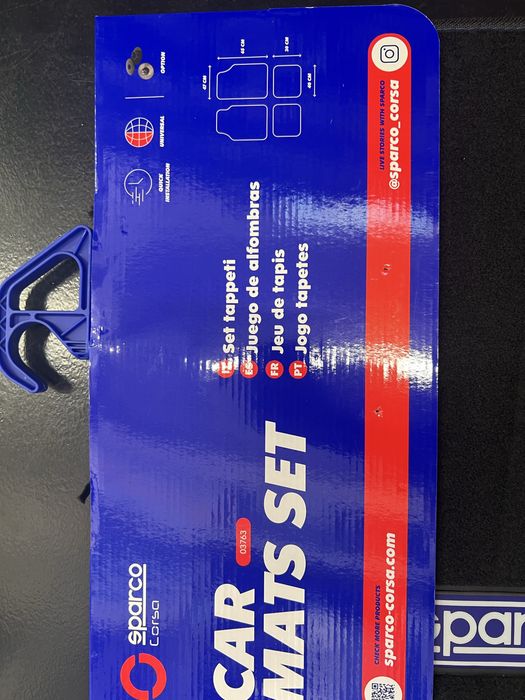 CONJUNTO DE TAPETES PRETO/AZUL SPARCO