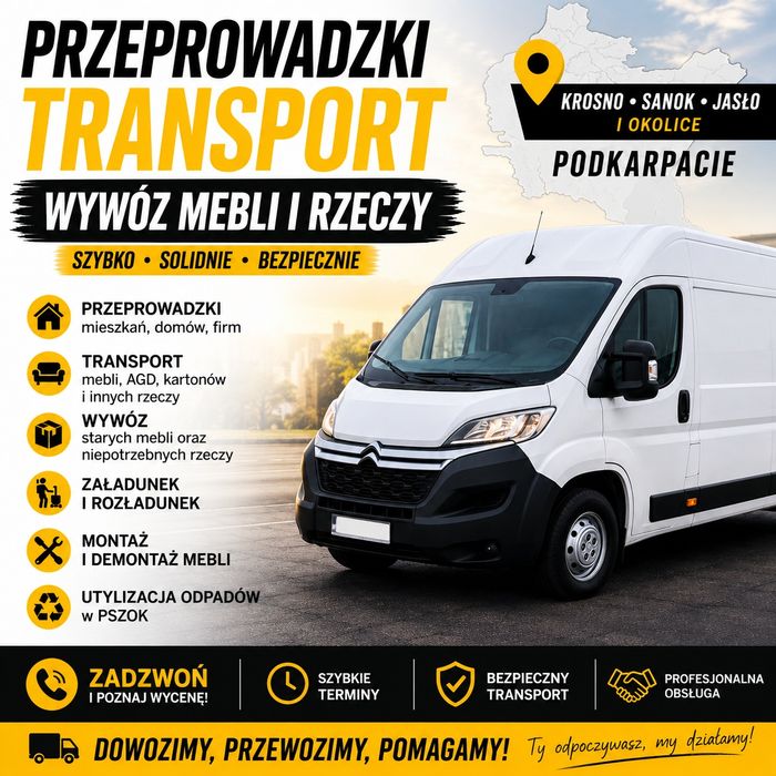 Przeprowadzki, transport mebli i wywóz rzeczy – SANOK-KROSNO-JASLO CAŁE PODKARPACIE
