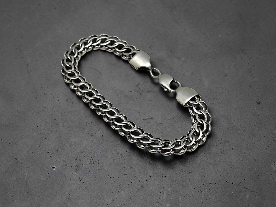 Solidna srebrna męska bransoletka - próba 925 - 27,17g - 23,5cm
