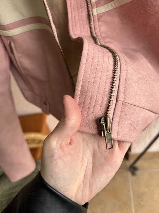 Шкірянка Рожева  куртка crop