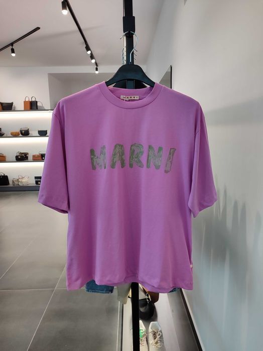 Футболка Marni logo-print t-shirt Rose Purple