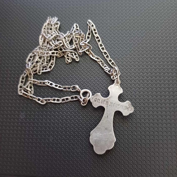 Серебряная цепочка с крестиком 925