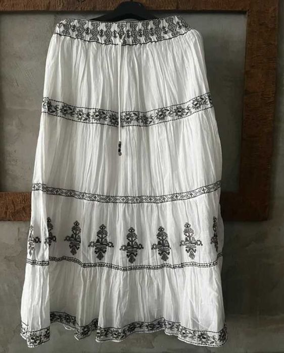 Zara HIT dluga maxi bawelniana haftowana spodnica boho